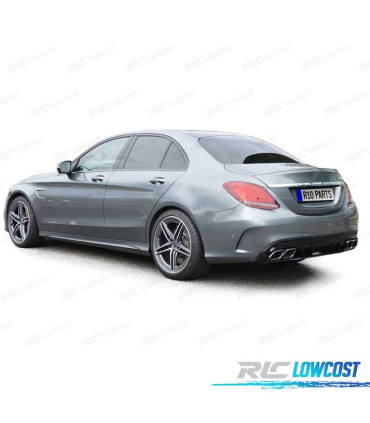 DIFFUSEUR MERCEDES CLASSE C W205 BERLINE 18-21 NOIR BRILLANT + EMBOUTS D'ÉCHAPPEMENT LOOK AMG C63