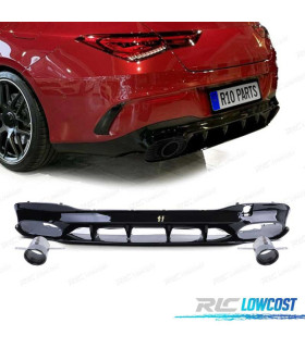 DIFFUSEUR ARRIÈRE MERCEDES CLA C118 19-23 AMG NOIR BRILLANT + EMBOUT D´ÉCHAPPEMENT
