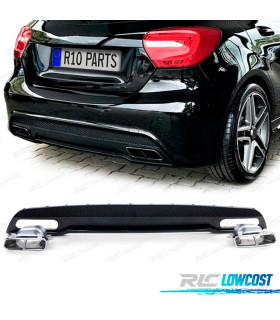 DIFFUSEUR MERCEDES CLASSE A W176 12-15 AMG + EMBOUTS D'ÉCHAPPEMENT CHROMÉS LOOK A45