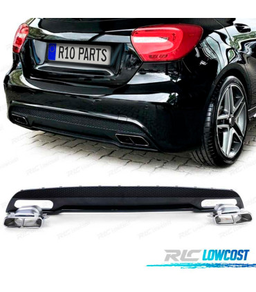 DIFFUSEUR MERCEDES CLASSE A W176 12-15 AMG + EMBOUTS D'ÉCHAPPEMENT CHROMÉS LOOK A45