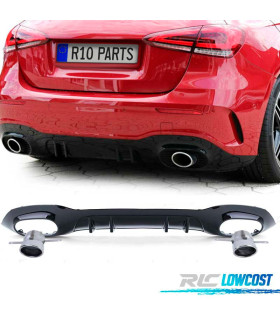 DIFFUSEUR MERCEDES CLASSE A W177 18- LOOK A35 AMG NOIR BRILLANT + SORTIES D'ÉCHAPPEMENT