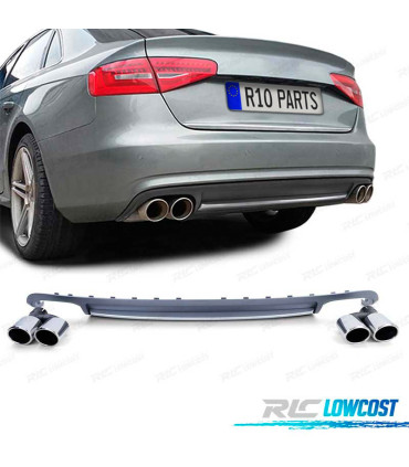 DIFFUSEUR ARRIÈRE AUDI A4 B8 08-11 LOOK S4 + EMBOUTS CHROMÉ