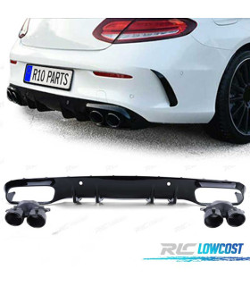 DIFFUSEUR MERCEDES CLASSE C C205 COUPE 14-18 LOOK AMG PDC + EMBOUTS D'ÉCHAPPEMENT NOIR