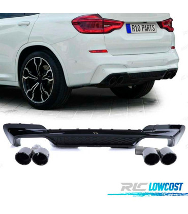 DIFFUSEUR ARRIÈRE BMW X3 G01 LOOK M PERFORMANCE NOIR BRILLANT + EMBOUTS NOIR