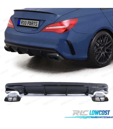 DIFFUSEUR MERCEDES CLA C117 16-19 LOOK AMG NOIR BRILLANT + EMBOUTS D'ÉCHAPPEMENT
