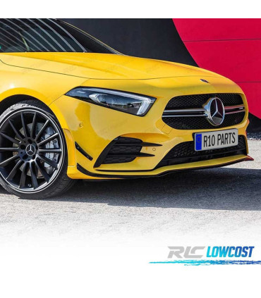 SPOILER LAME AVANT + SPLITTERS MERCEDES CLASSE A W177 18- LOOK AMG NOIR BRILLANT