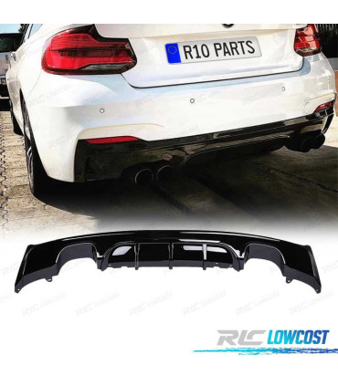 DIFFUSEUR BMW F22 F23 LOOK M PERFORMANCE NOIR BRILLANT DOUBLE SORTIE
