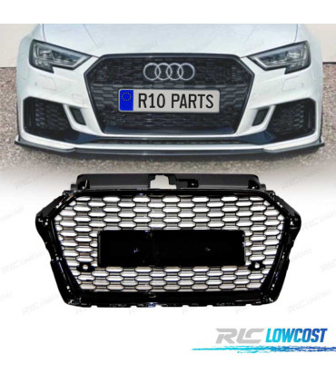 CALANDRE AUDI A3 8V 16-20 LOOK RS3 NOIR BRILLANT