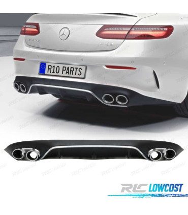 DIFFUSEUR MERCEDES CLASSE E C238 17-19 LOOK AMG E53 ARGENT + EMBOUTS D'ÉCHAPPEMENT