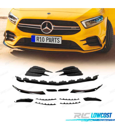 SPOILER LAME DE PARE-CHOCS AVANT MERCEDES W177 18- LOOK AMG A45 19 + GRILLES