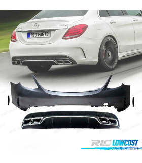 PARE-CHOCS ARRIÈRE MERCEDES W205 LOOK C63 14-18 EMBOUTS D'ÉCHAPPEMENT
