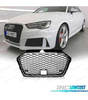 CALANDRE AUDI A3 8V 16-19 LOOK RS3 NOIR CHROMÉ