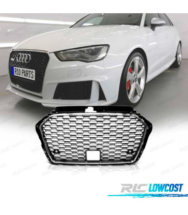 CALANDRE AUDI A3 8V 16-19 LOOK RS3 NOIR CHROMÉ