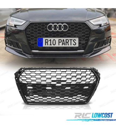 CALANDRE AUDI A4 B9 15-19 LOOK RS4 NOIR BRILLANT