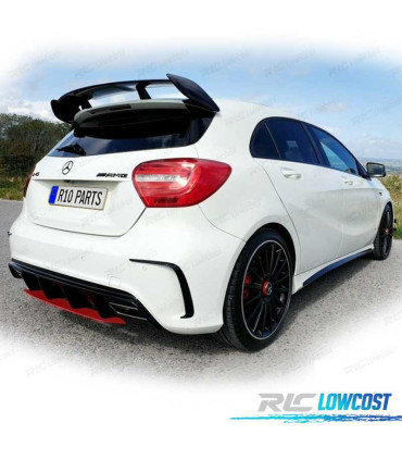 DIFFUSEUR MERCEDES CLASSE A W176 AMG 12-18 LOOK A45 AMG NOIR BRILLANT ROUGE