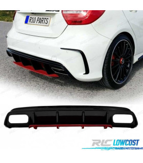 DIFFUSEUR MERCEDES CLASSE A W176 LOOK AMG A45 NOIR BRILLANT ROUGE