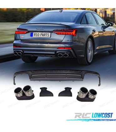 DIFFUSEUR AUDI A6 S LINE 18-22 LOOK S6 + EMBOUTS D'ECHAPPEMENTS CHROMES