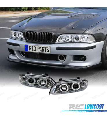 PHARES BMW E39 95-00 ANGEL EYES CCFL FOND CHROMÉ