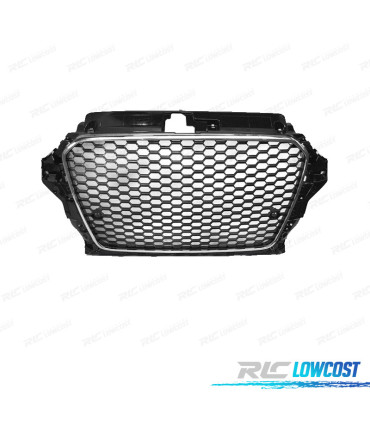 CALANDRE AUDI A3 8V 12-16 LOOK RS3 NOIR CHROMÉ PDC