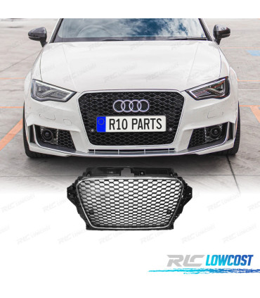 CALANDRE AUDI A3 8V 12-16 LOOK RS3 NOIR CHROMÉ PDC