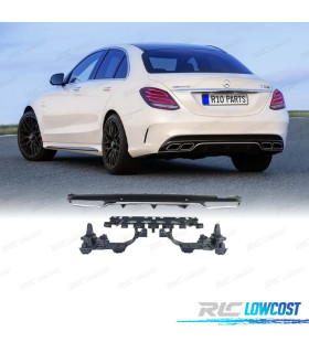 DIFFUSEUR MERCEDES CLASSE C W205 AMG 15-21 LOOK C63 MOULURE ARGENTÉ