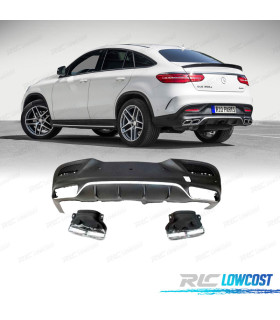 DIFFUSEUR ARRIÈRE MERCEDES C292 14-18 LOOK AMG GLE63 CHROMÉ + EMBOUTS