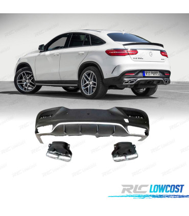 DIFFUSEUR ARRIÈRE MERCEDES C292 14-18 LOOK AMG GLE63 CHROMÉ + EMBOUTS