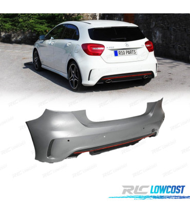 PARE-CHOCS ARRIÈRE MERCEDES CLASSE A W176 12-18 LOOK AMG PDC LISERET ROUGE