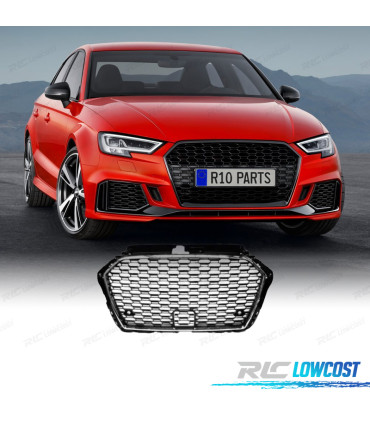CALANDRE AUDI A3 8V 16-19 LOOK RS3 NOIR CHROMÉ