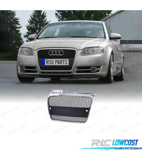 CALANDRE AUDI A4 B7 04-07 LOOK RS CHROMÉ NOIR