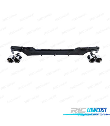DIFFUSEUR ARRIÈRE BMW F10 F11 LOOK M PERFORMANCE NOIR BRILLANT + EMBOUTS CHROMÉ