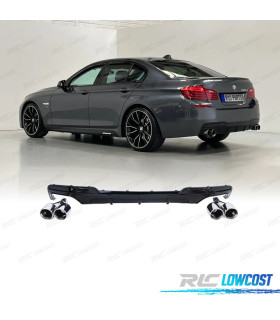 DIFFUSEUR ARRIÈRE BMW F10 F11 LOOK M PERFORMANCE NOIR BRILLANT + EMBOUTS CHROMÉ