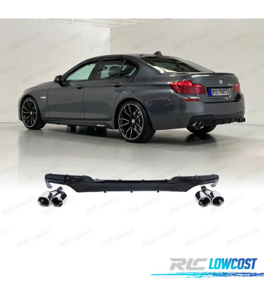 DIFFUSEUR ARRIÈRE BMW F10 F11 LOOK M PERFORMANCE NOIR BRILLANT + EMBOUTS CHROMÉ