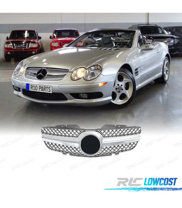 GRILLE MERCEDES CLASSE SL R230 01-08 CHROMÉ NOIR LOOK SPORT