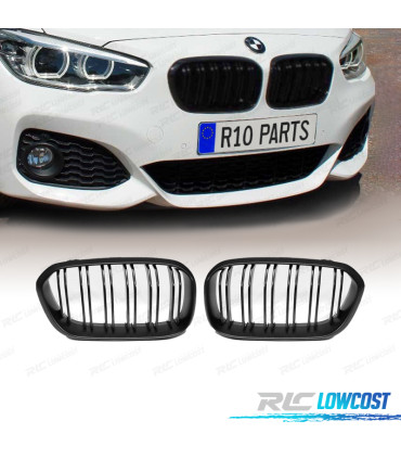 CALANDRES BMW F20 F21 LCI 15-19 DOUBLE LAME NOIR MAT