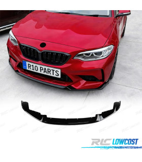 SPOILER LAME DE PARE-CHOCS AVANT BMW F87 M2 COMPETITION 18- LOOK M PERFORMANCE NOIR BRILLANT