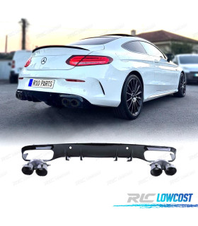 DIFFUSEUR MERCEDES CLASSE C C205 A205 14-18 LOOK AMG PDC + EMBOUTS D'ÉCHAPPEMENT NOIR