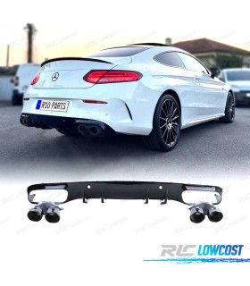 DIFFUSEUR MERCEDES CLASSE C C205 COUPE 14-18 LOOK AMG PDC + EMBOUTS D'ÉCHAPPEMENT NOIR