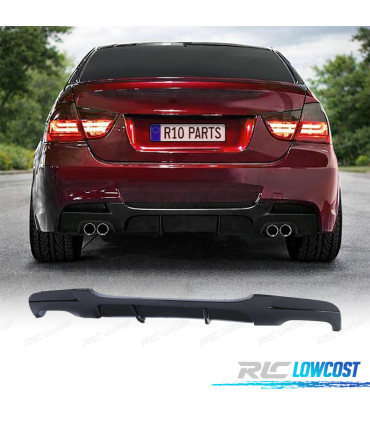 DIFFUSEUR BMW E90 E91 LOOK M PERFORMANCE NOIR BRILLANT DOUBLE SORTIE