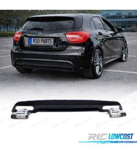 DIFFUSEUR MERCEDES CLASSE A W176 12-15 LOOK AMG A45 + EMBOUTS D'ÉCHAPPEMENT CHROMÉS
