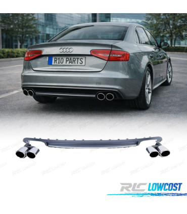 DIFFUSEUR ARRIÈRE AUDI A4 B8 07-11 LOOK S4 + EMBOUTS CHROMÉ