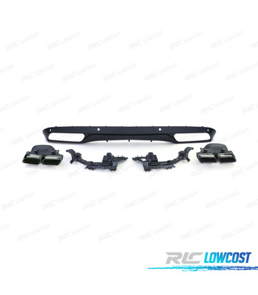 DIFFUSEUR MERCEDES CLASSE C W205 BERLINE 14-18 LOOK AMG NOIR MAT + EMBOUTS D'ÉCHAPPEMENT