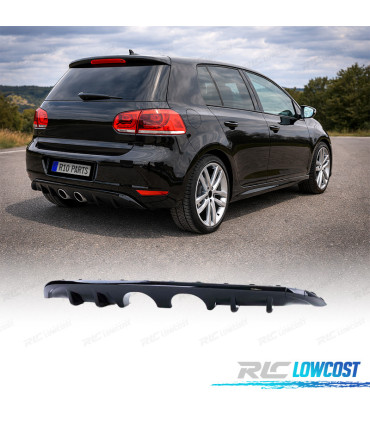 DIFFUSEUR ARRIERE VOLKSWAGEN VW GOLF MK6 08-12 NOIR BRILLANT DOUBLE SORTIE