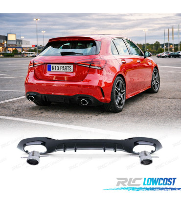 DIFFUSEUR MERCEDES CLASSE A W177 18- LOOK A35 AMG NOIR BRILLANT + SORTIES D'ÉCHAPPEMENT