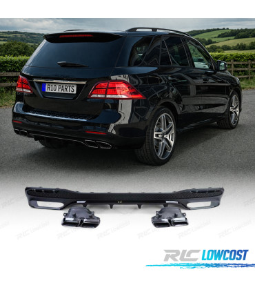 DIFFUSEUR MERCEDES GLE W166 15-19 LOOK AMG GLE63 NOIR BRILLANT + EMBOUTS D'ÉCHAPPEMENT NOIRS