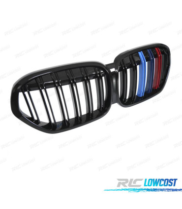 CALANDRES BMW X1 F48 LCI 19-22 NOIR BRILLANT TRICOLORE