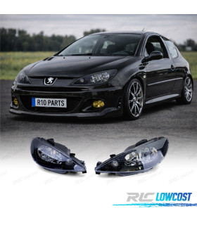 PHARES PEUGEOT 206 98-06 FOND NOIR H4 OEM