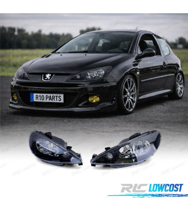 PHARES PEUGEOT 206 98-06 FOND NOIR H4 OEM