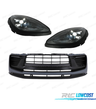 BOUCLIER AVANT PORSCHE MACAN 14-18 LOOK TURBO 2023 + PHARES LED