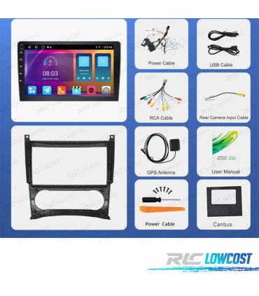 RADIO GPS ANDROID 13 MERCEDES CLASSE C W204 / GLK X204 08-12